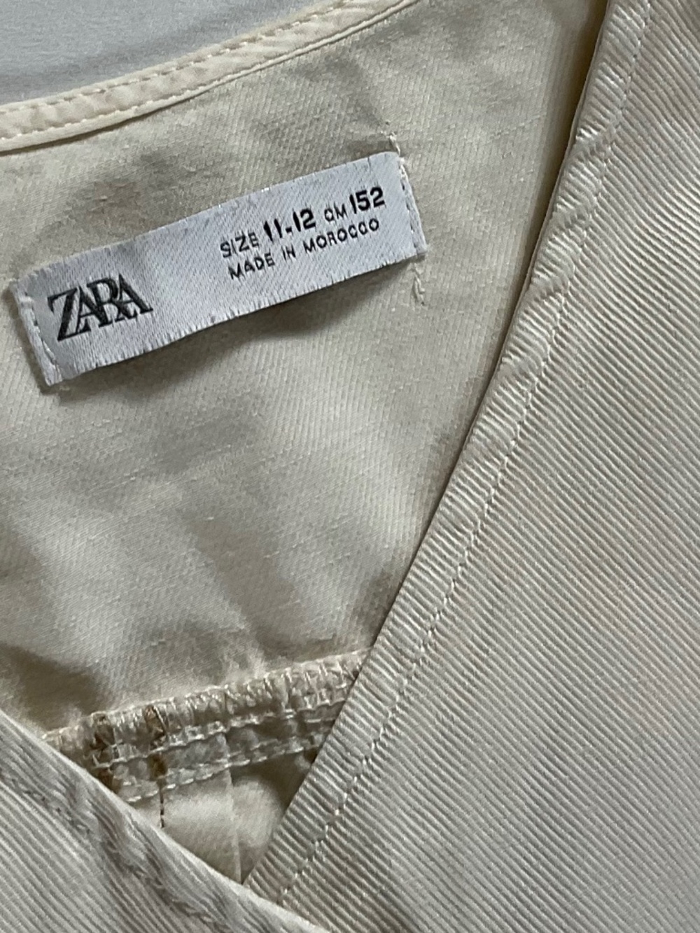 Zara Girls Cream Short Sleeve Linen Blend Utility Romper with Pockets Size 11-12 - Picture 5 of 10
